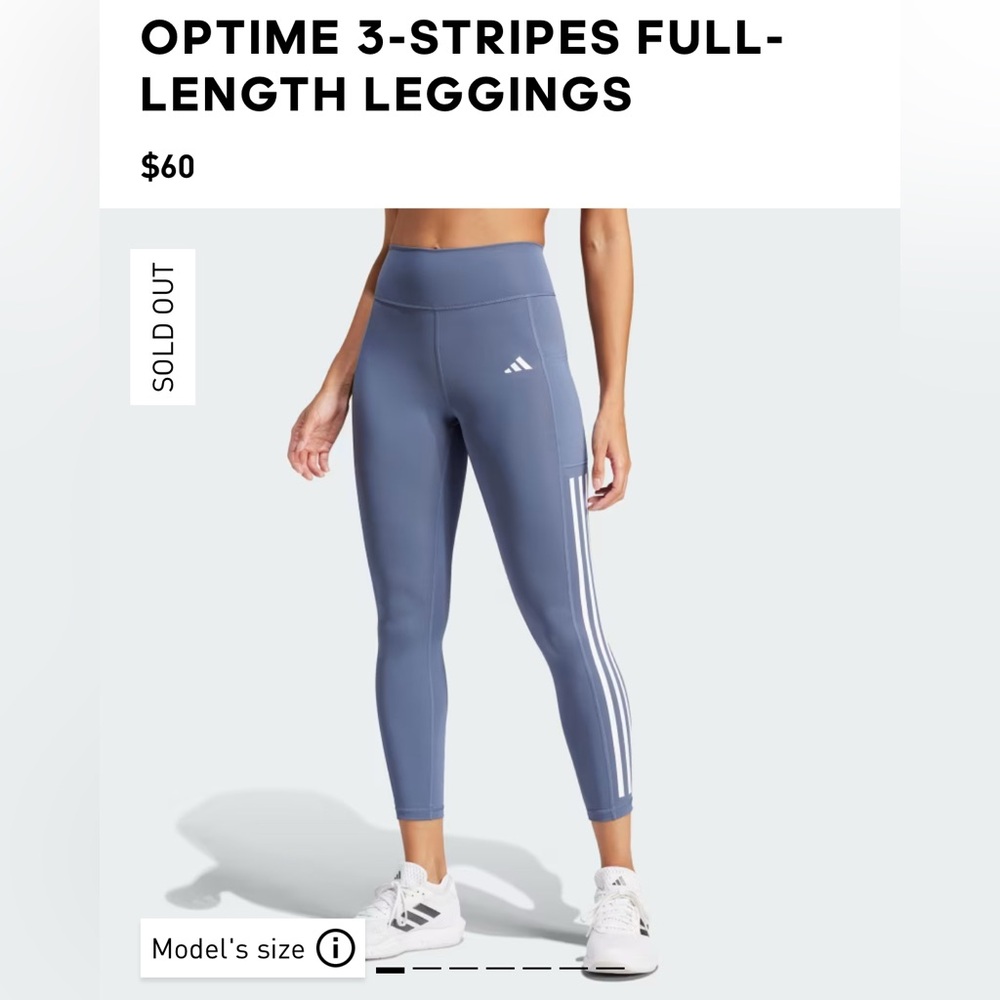 Optime 3-Stripes Large Full-Length Adidas Leggings